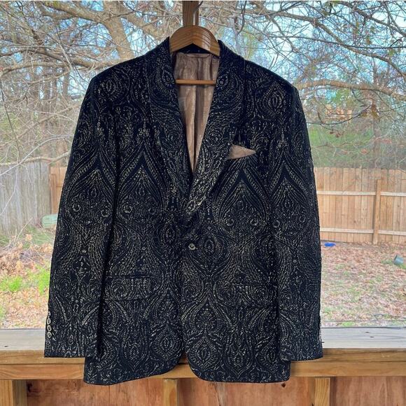 Robert Graham Men's Black And Gold Formal Sports Coat Size 40R - Picture 1 of 12